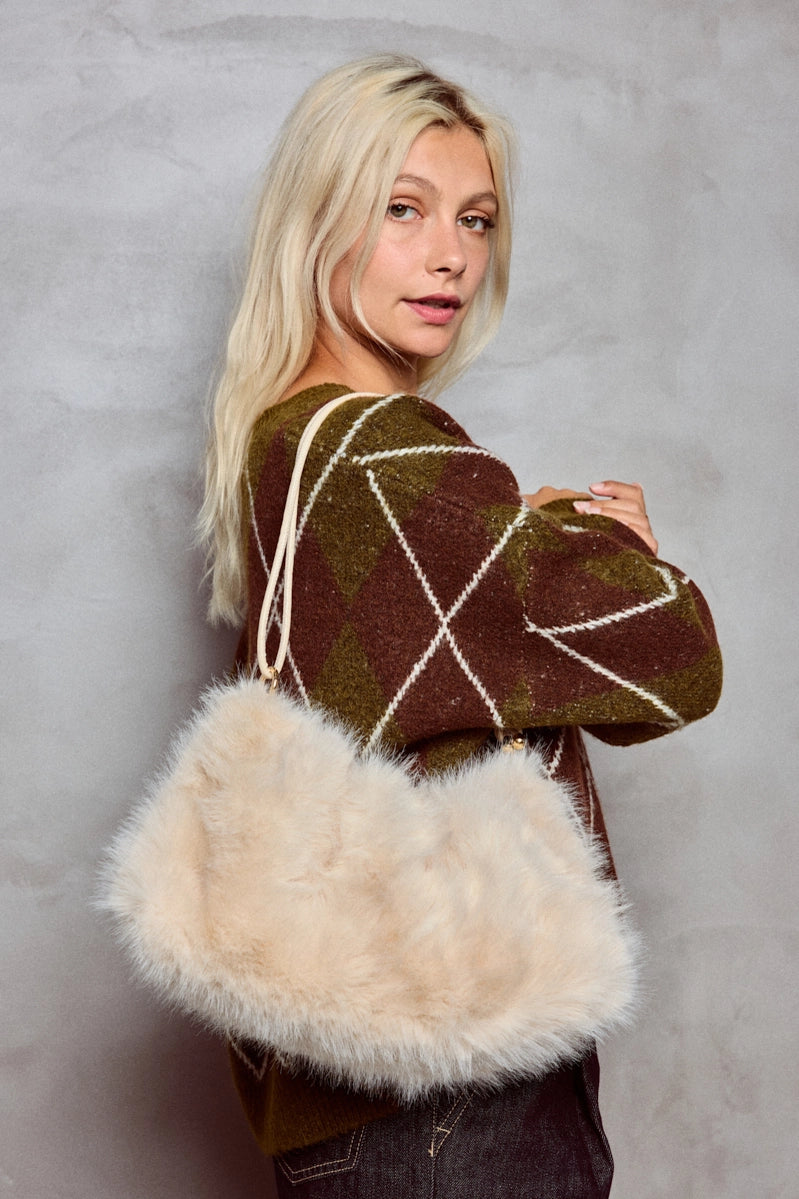 The Muse Fur Bag - in Cream cycle