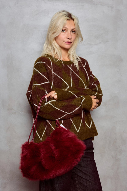 The Muse Fur Bag - in Scarlet Red