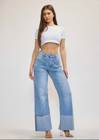 Aspen Statement Wide Leg Cuff Jean