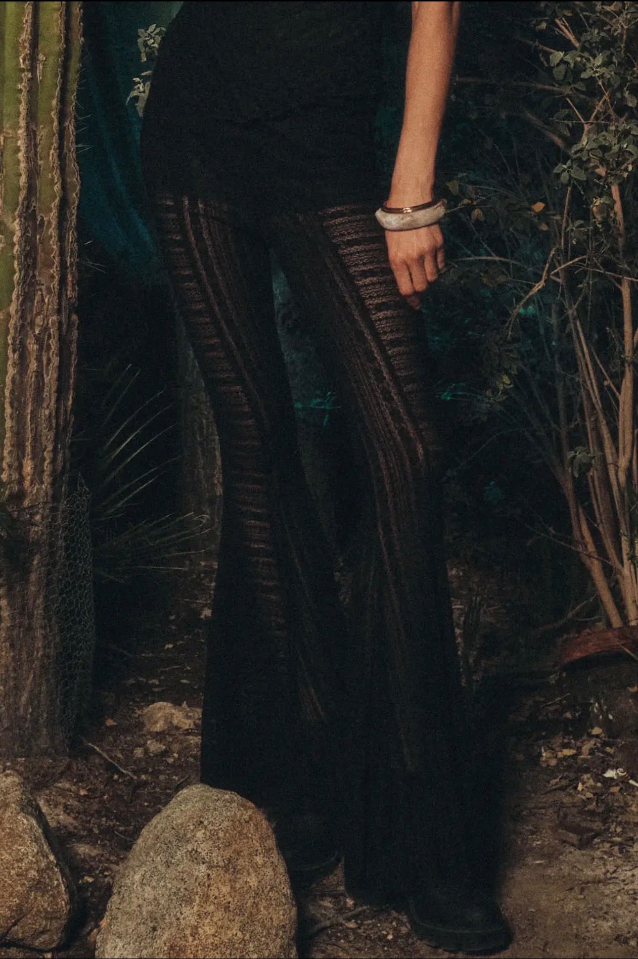 Stevie Lace Flare Pant - in Midnight Black