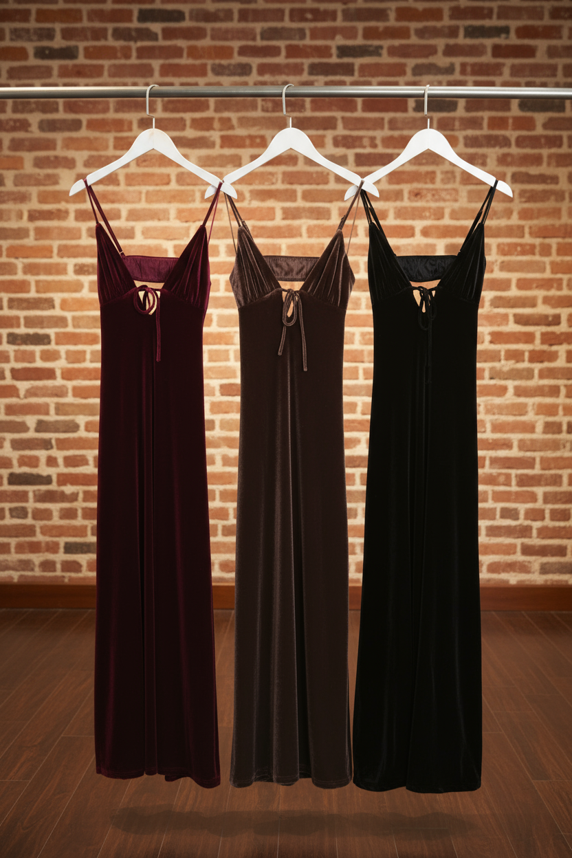 The Siren Velvet Maxi - in Brown