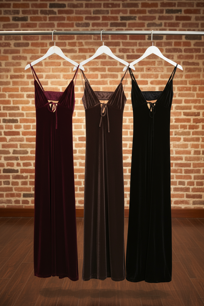 The Siren Velvet Maxi - in Brown
