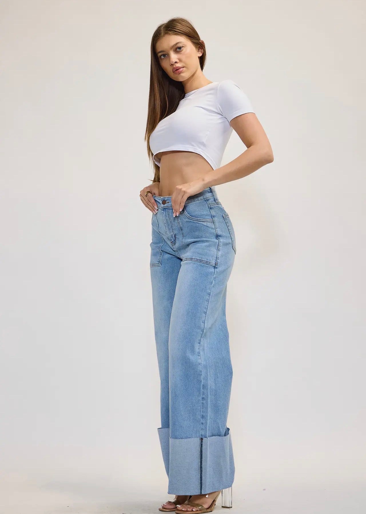 Aspen Statement Wide Leg Cuff Jean