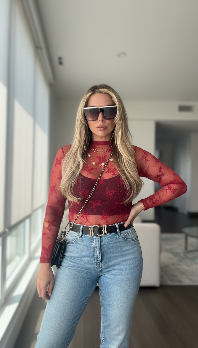 Midnight Lace Top - in Bordeaux Velvet