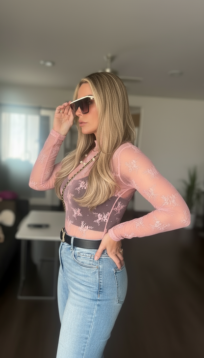 Midnight Lace Top - in Mure Rose