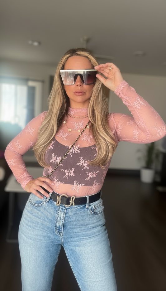 Midnight Lace Top - in Mure Rose