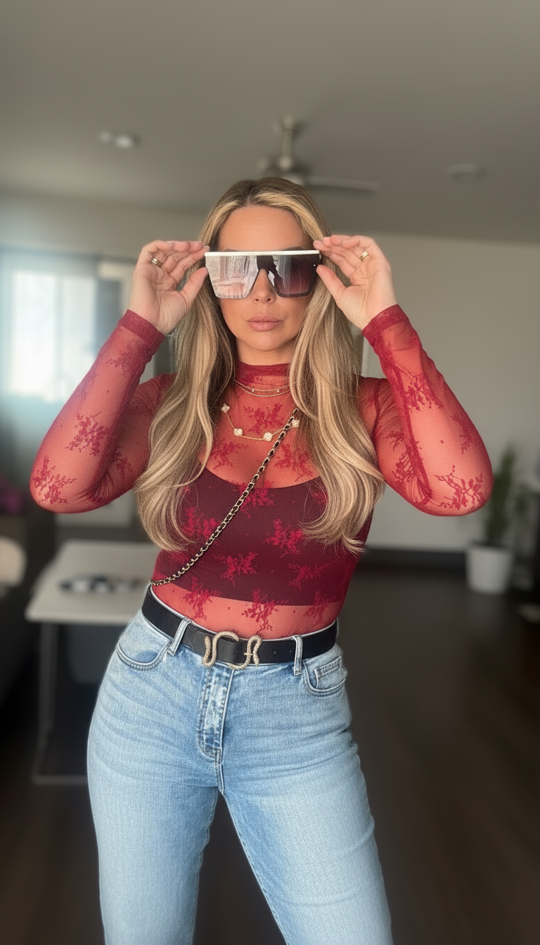 Midnight Lace Top - in Bordeaux Velvet