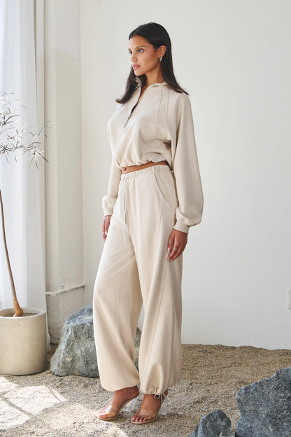 The Monochrome Muse Suede Set- in Ivory