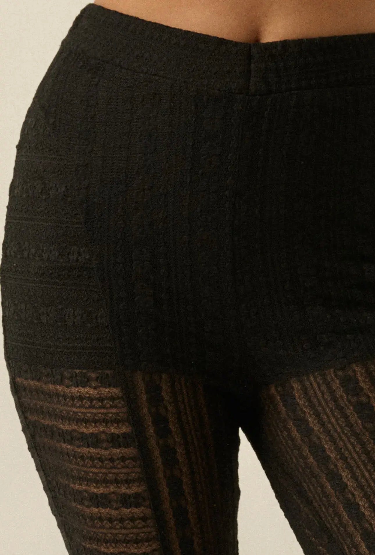 Stevie Lace Flare Pant - in Midnight Black