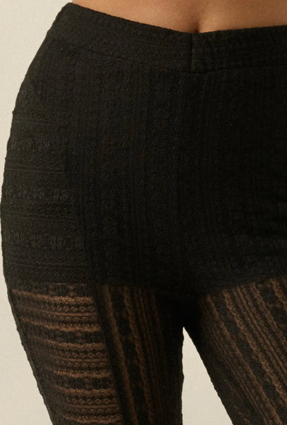 Stevie Lace Flare Pant - in Midnight Black