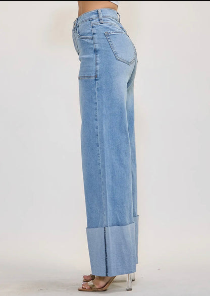 Aspen Statement Wide Leg Cuff Jean
