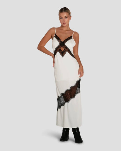 The Noir Élégance Lace Slip Dress