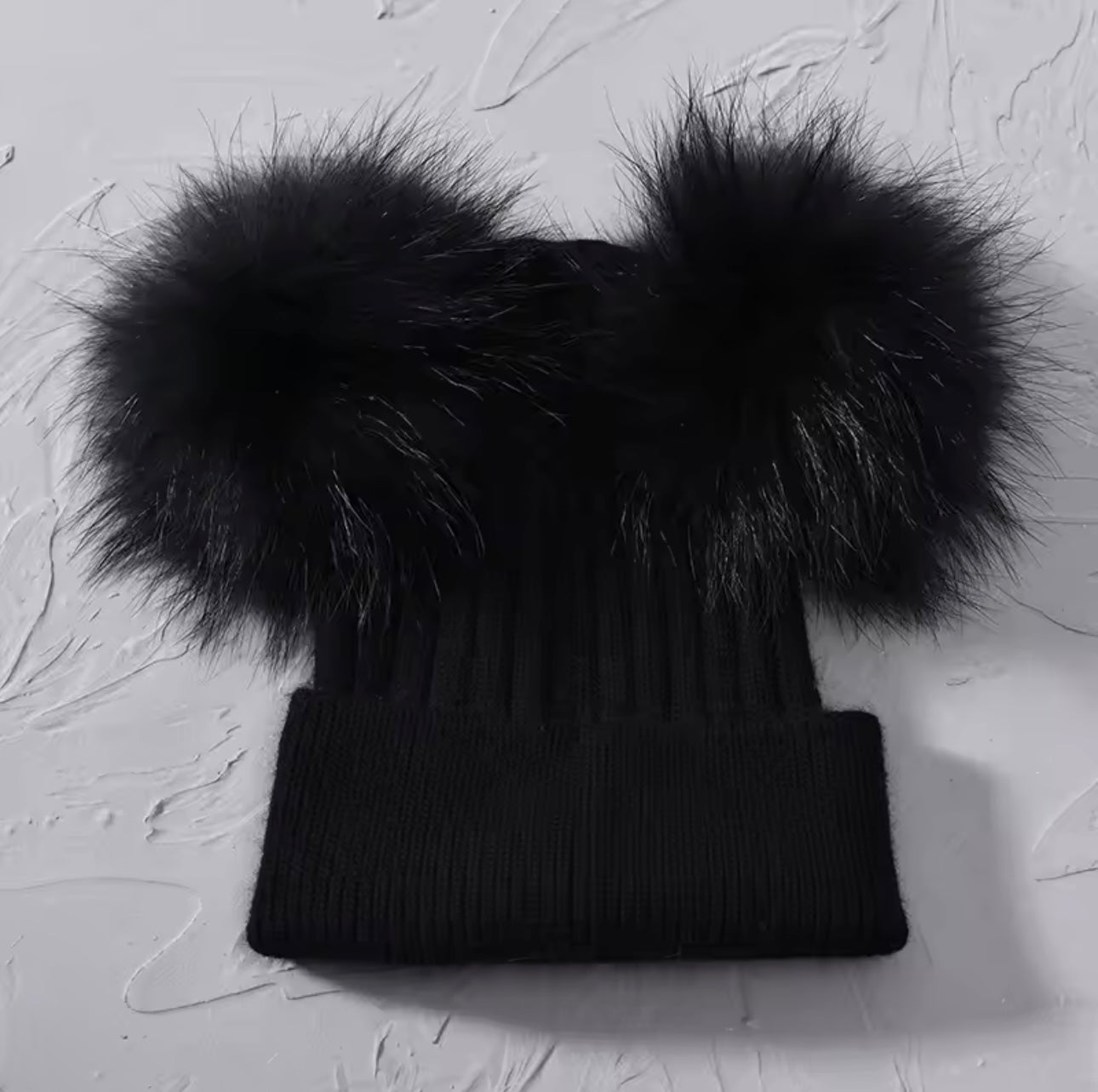 The Noir Muse Pom Beanie — Black