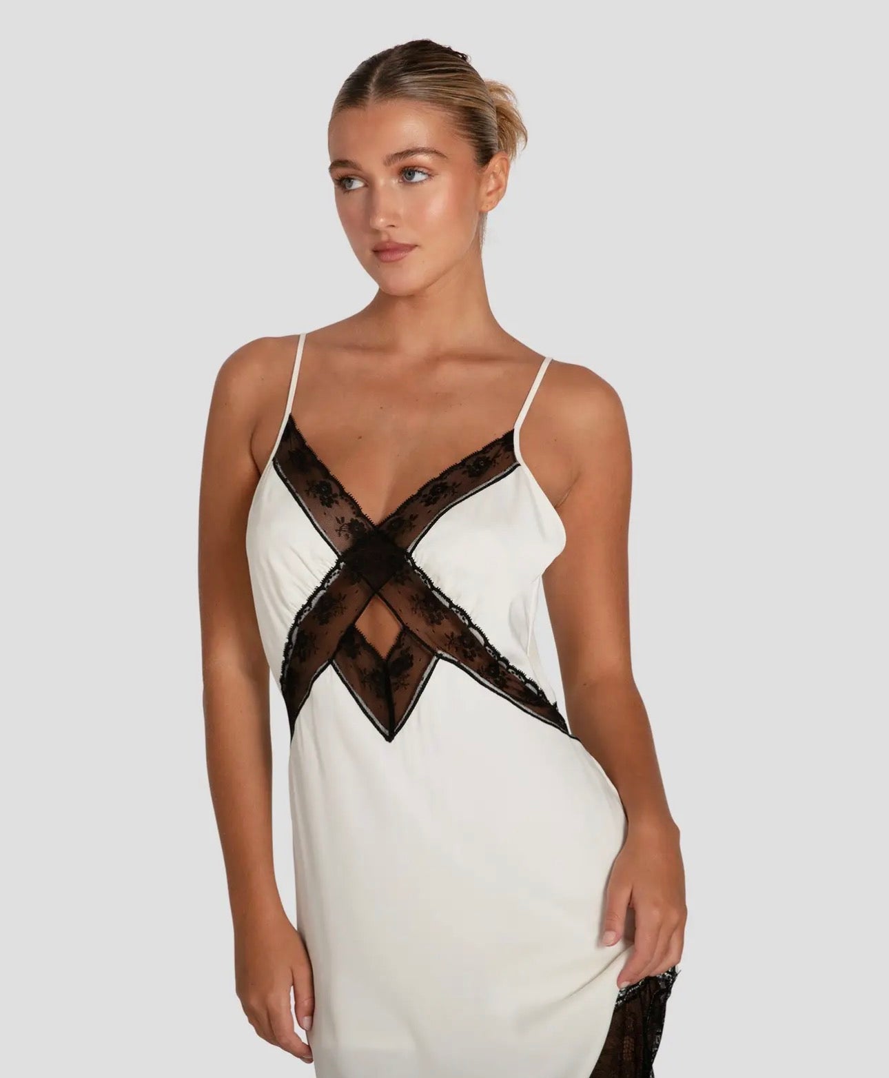 The Noir Élégance Lace Slip Dress