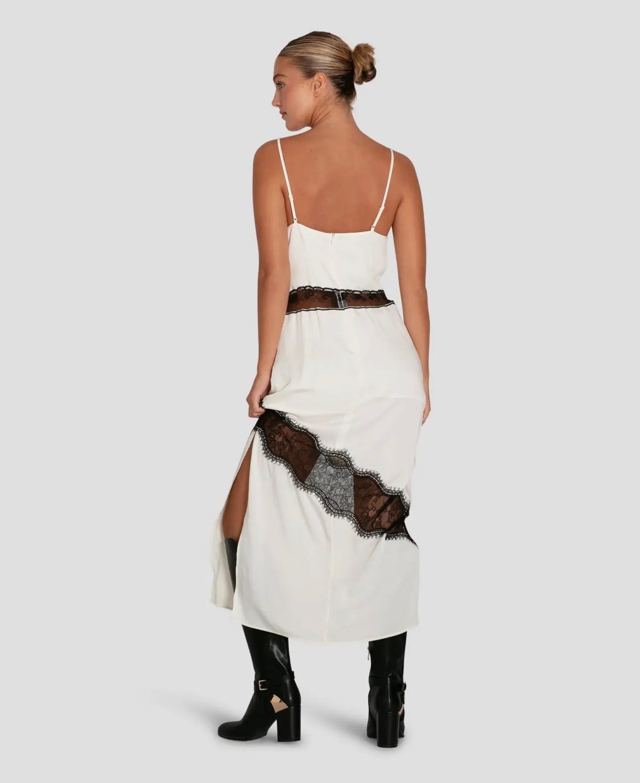 The Noir Élégance Lace Slip Dress
