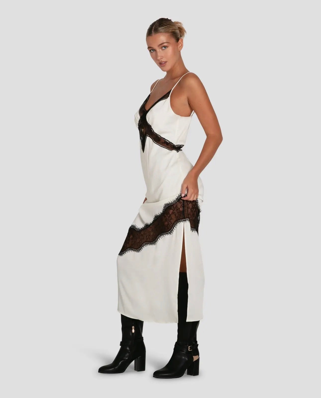 The Noir Élégance Lace Slip Dress