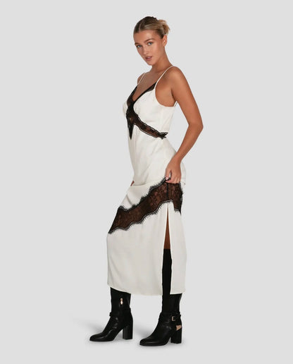 The Noir Élégance Lace Slip Dress