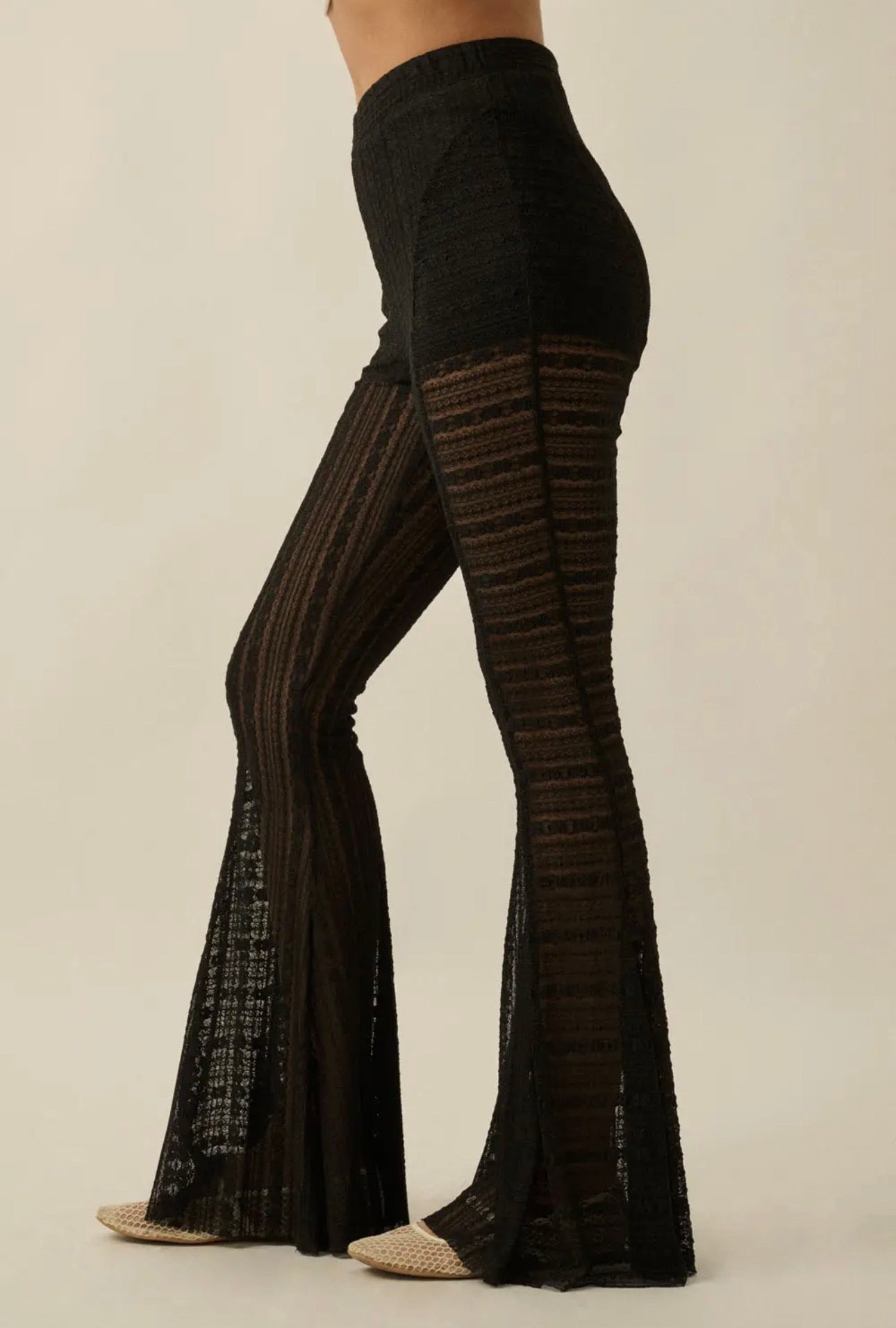 Stevie Lace Flare Pant - in Midnight Black