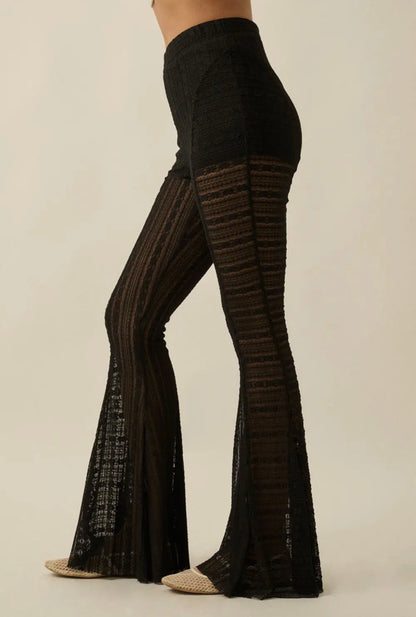 Stevie Lace Flare Pant - in Midnight Black