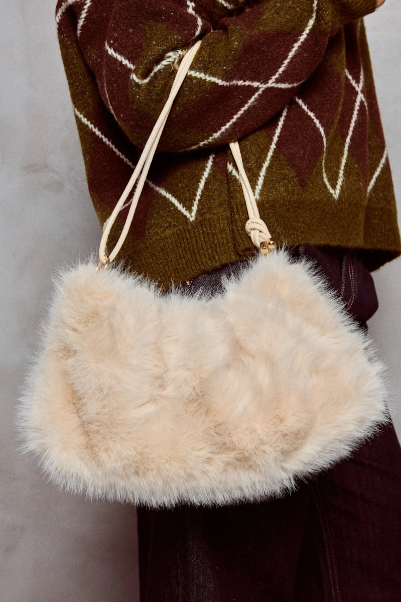 The Muse Fur Bag - in Cream cycle