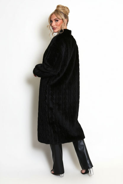 The Chalet Luxe Faux Fur Coat - in Midnight Black