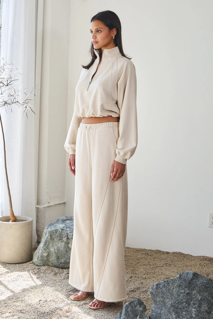 The Monochrome Muse Suede Set- in Ivory