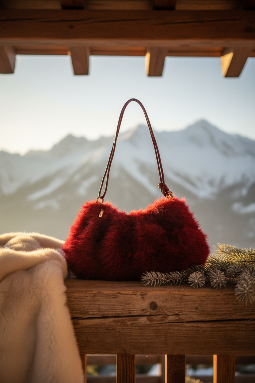 The Muse Fur Bag - in Scarlet Red