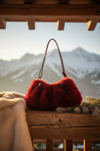 The Muse Fur Bag - in Scarlet Red