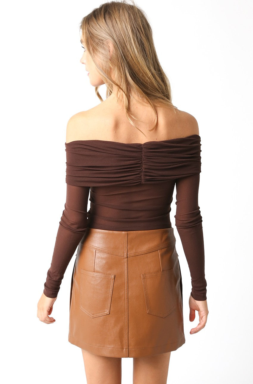 The Allure Off Shoulder Top - in Espresso