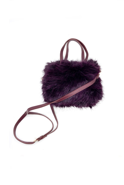 The Luxe Faux Fur Tote - in Plum