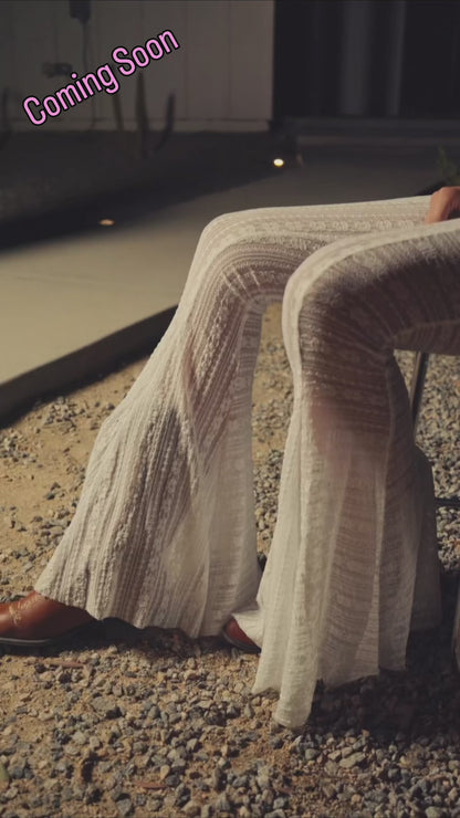 Stevie Lace Flare Pant - in Ivory